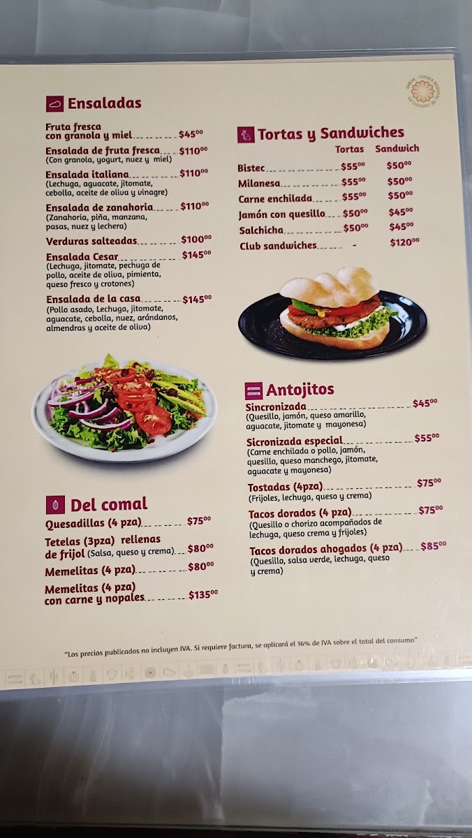 Restaurant Ambar Cocina Regional Menu - Image 1
